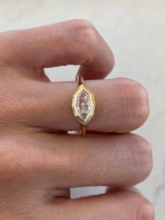 14K Gold East-to-West Double Bezel Marquise Lab Diamond Ring – 1.08 CT IGI Certified