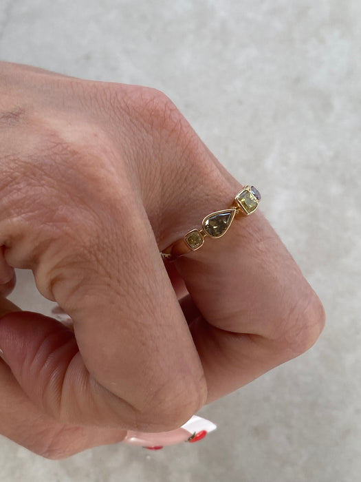 14K Gold Fancy Color Diamond Bezel Ring – 1.06 TCW