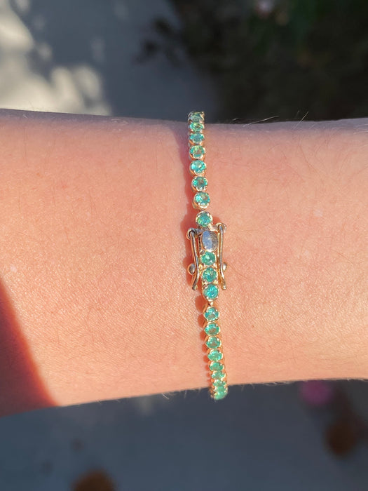 14K Sapphire & Emerald Tennis Bracelet – 3.75 TCW