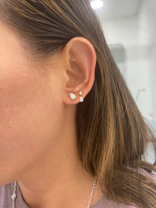 14K Lab Diamond Invisible Set Drop Pear Earrings – 0.78 CTW