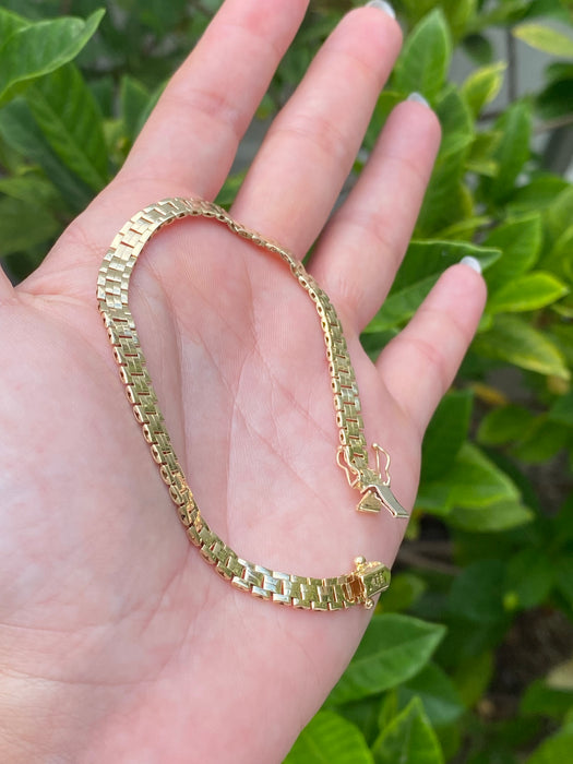 14k panther link bracelet 7.25”