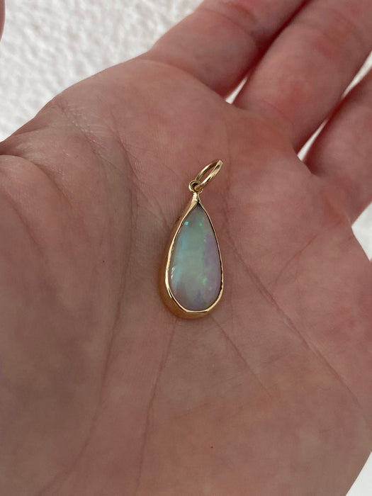14K 3.75 Carat Bezel-Set Opal Pear Charm