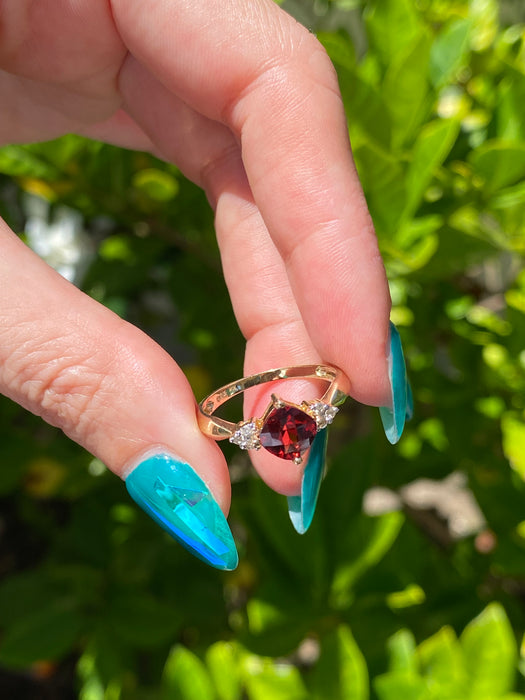 10k garnet diamond ring size 7