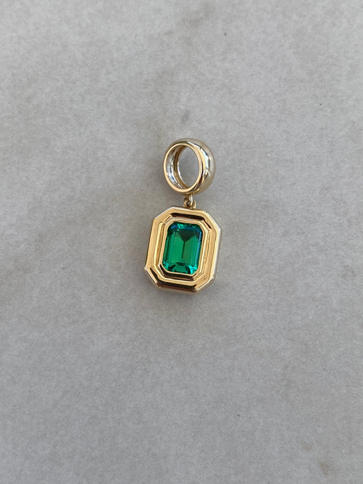 14K Bezel Lab Emerald Charm