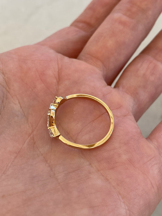 14K Gold Lab Diamond Baguette Trillion Wavy Ring
