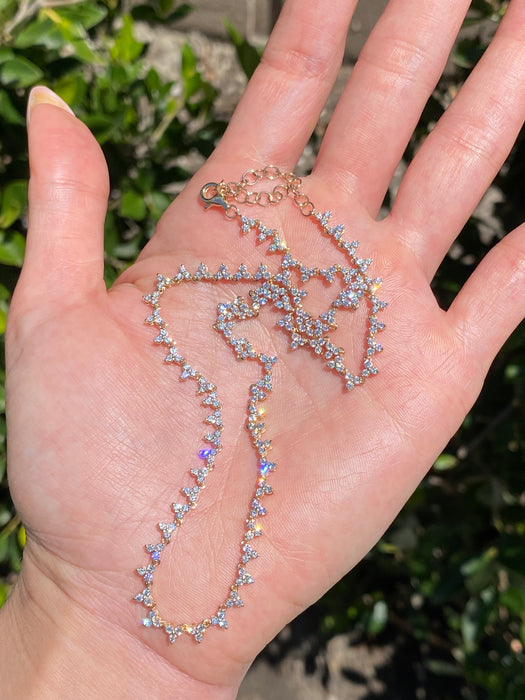 14k Gold 3.3 Carat Diamond Floral Tennis Necklace