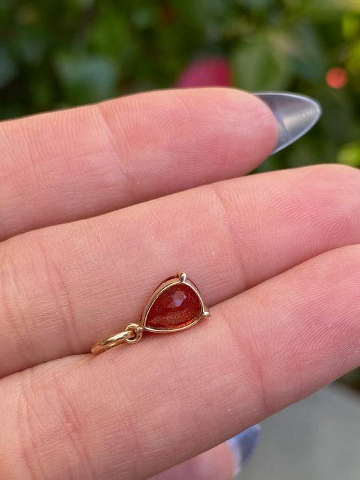 14K Gold Orange Sapphire Pear Pendant – 1.2 TCW