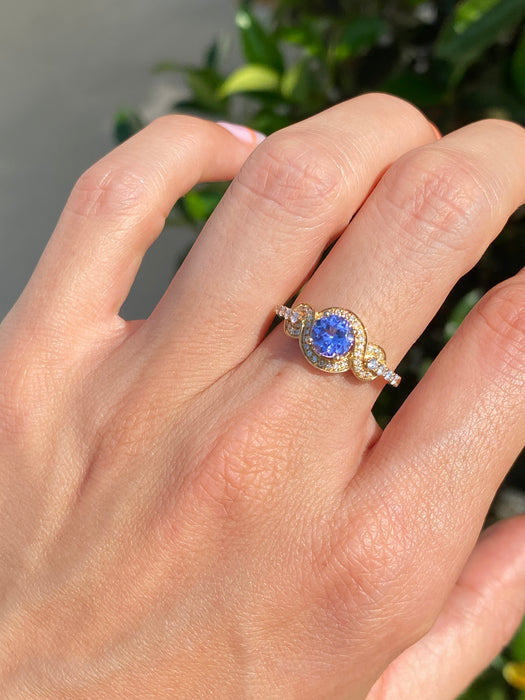 14k whimsical tanzanite diamond ring size 6.5