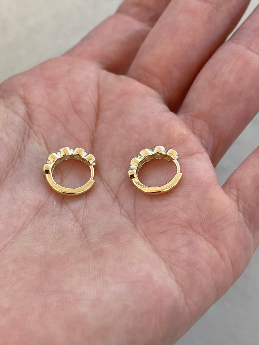 14K Bezel Set Lab Diamond Huggie Earrings
