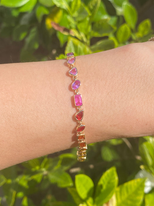 14k rainbow sapphire bracelet 8”