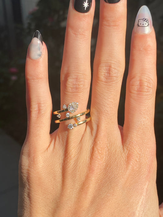 18k diamond triple bypass constellation ring by penny preville size 6.5