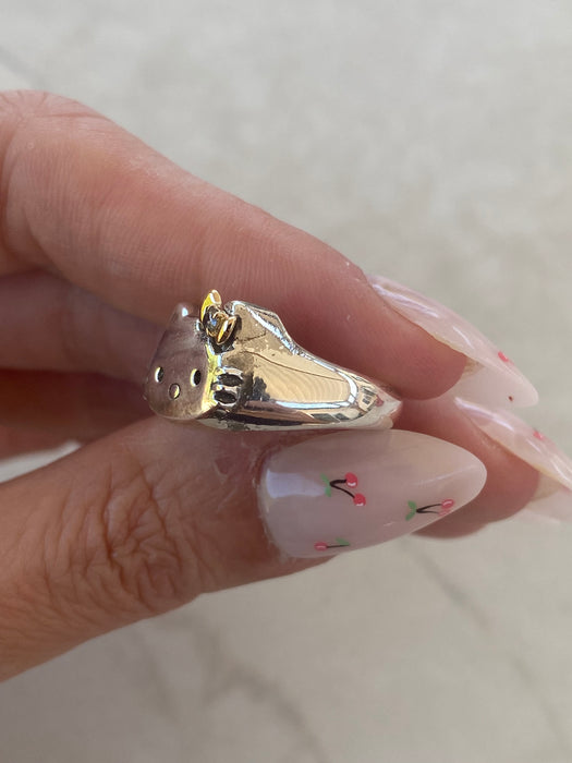 Vintage Sanrio Hello Kitty Sterling Silver & 18K Gold Diamond Ring