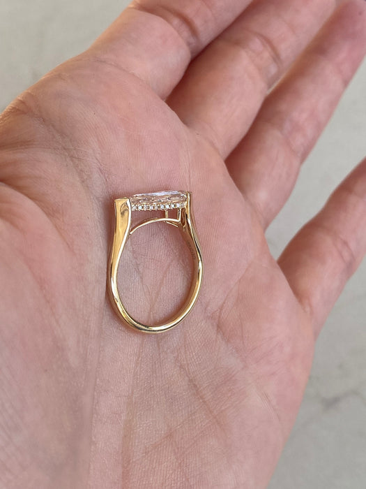 14K Step-Cut Elongated Kite Lab Diamond Ring