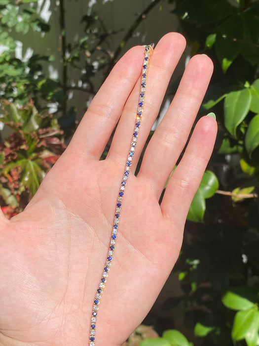 14k blue sapphire diamond bracelet 6.75”