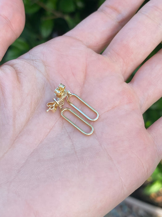 14k diamond paperclip earrings