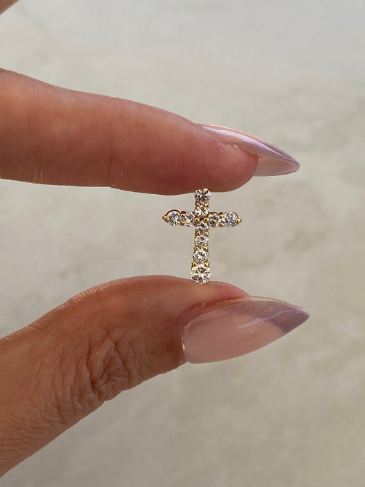 Vintage 18K Gold Diamond Cross Pendant