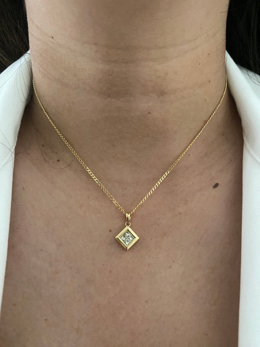 14k princess cut diamond pendant