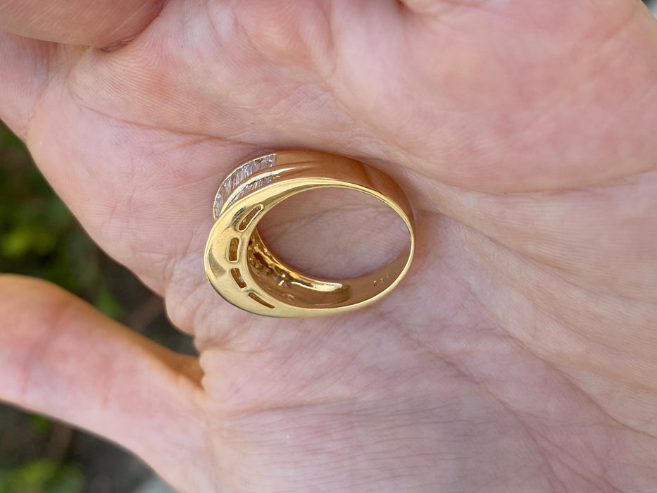 Vintage 18K Gold Double Baguette Diamond Ring – 1.52 TCW Diamonds, Size 6.5