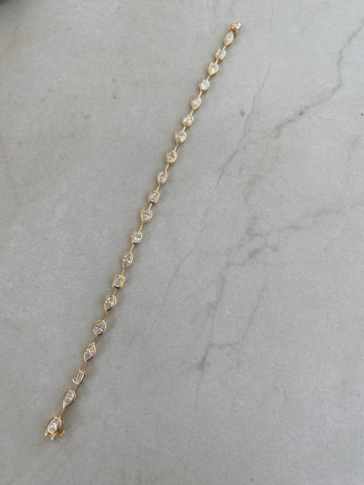 14K Gold Multi-Shape Bezel Set Lab Diamond Tennis Bracelet