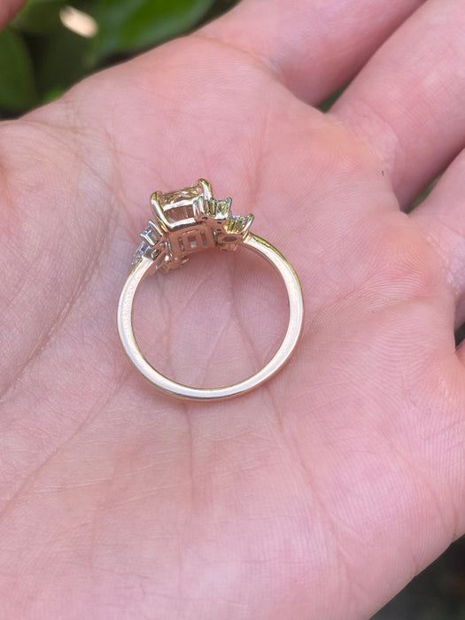 14K Gold Fancy Yellow Lab Diamond Ring 2.52 CTW Radiant IGI Certified