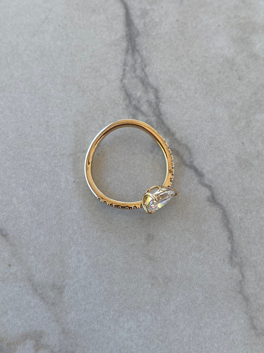 14K Wavy Pear Lab Diamond Ring — 1.27 TCW
