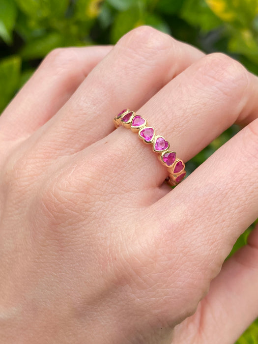 14k bezel set ruby heart eternity ring size 6.75