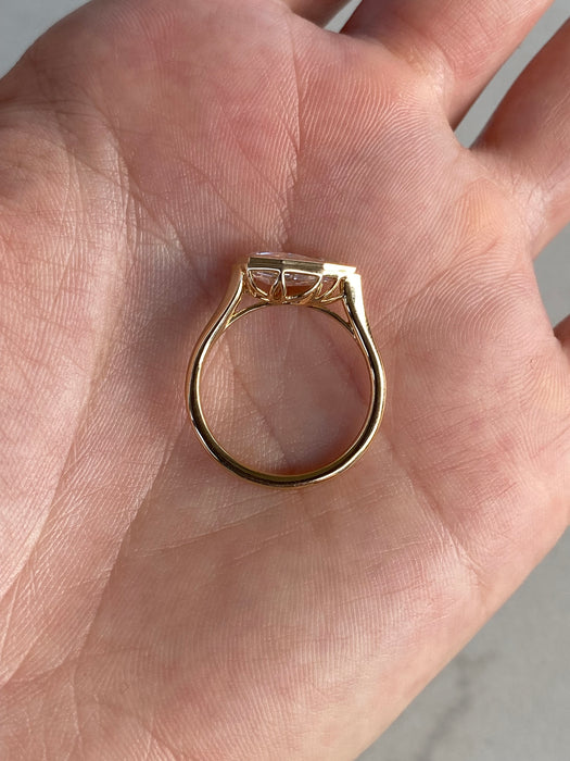 14K Double Bezel Step Cut Pear Lab Diamond Ring – 1.50 CT