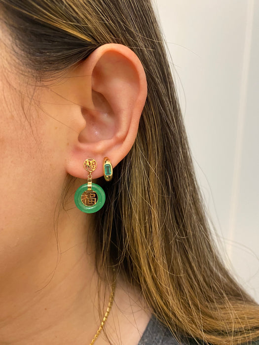 14k green jade earrings