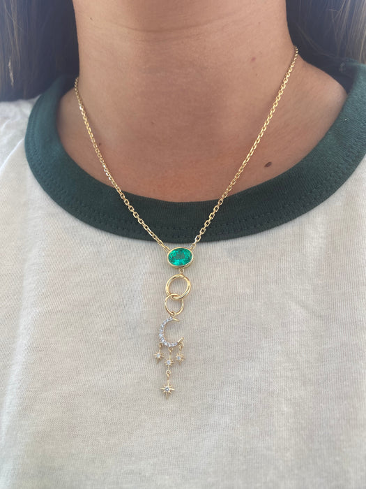 14K Diamond Moon & Star Charm