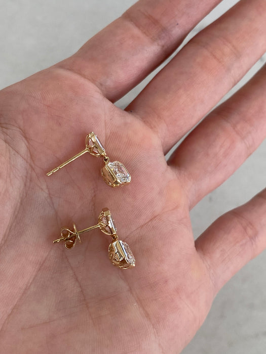 14K 2.9 TCW Bezel-Set Lab Diamond Radiant Drop Earrings