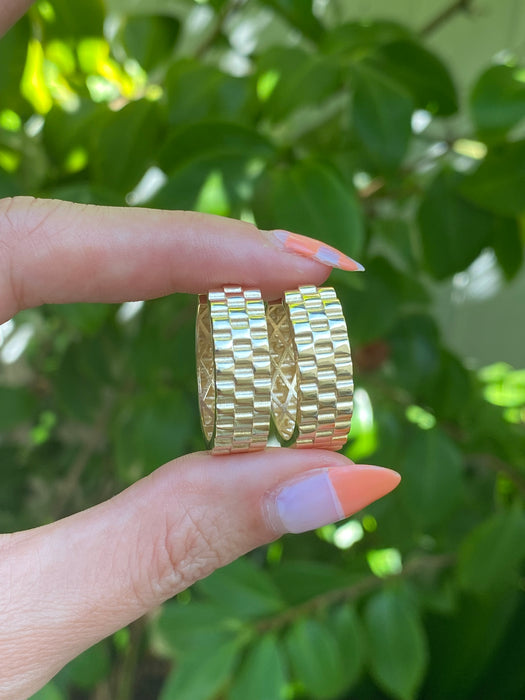 14k riveted link hoop earrings