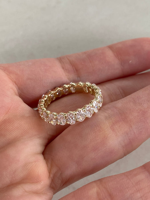 14K Gold 3 Carat Oval Lab Diamond Eternity Ring