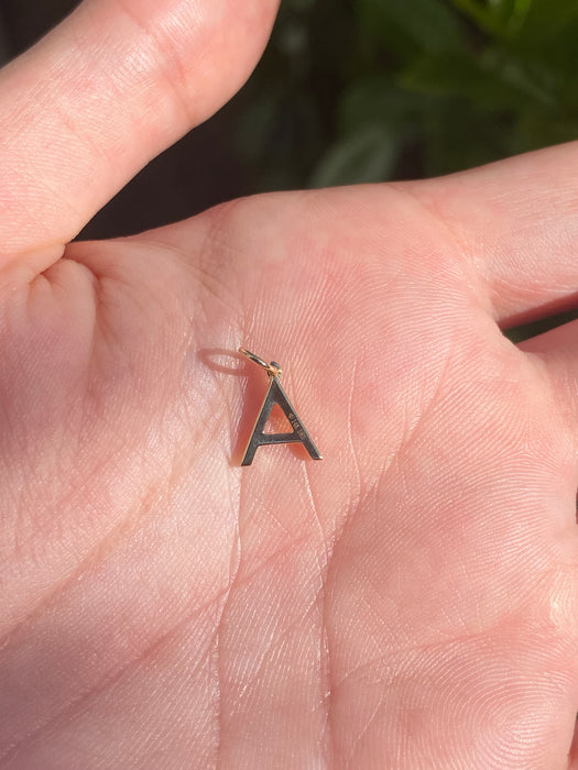 14k diamond letter A initial pendant