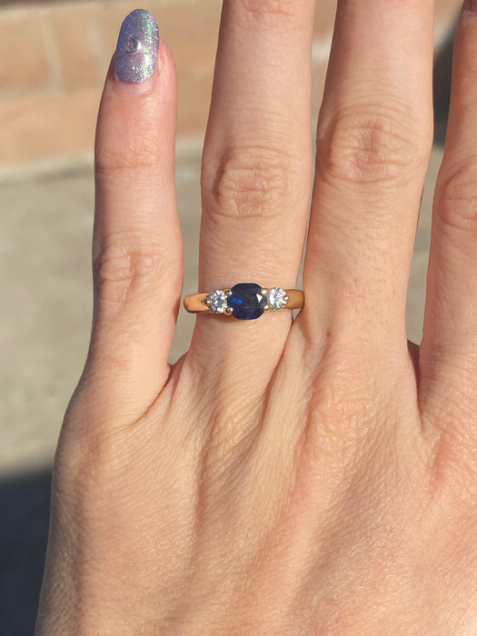 14k blue sapphire diamond ring size 6