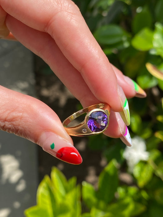 14k amethyst and diamond ring size 7