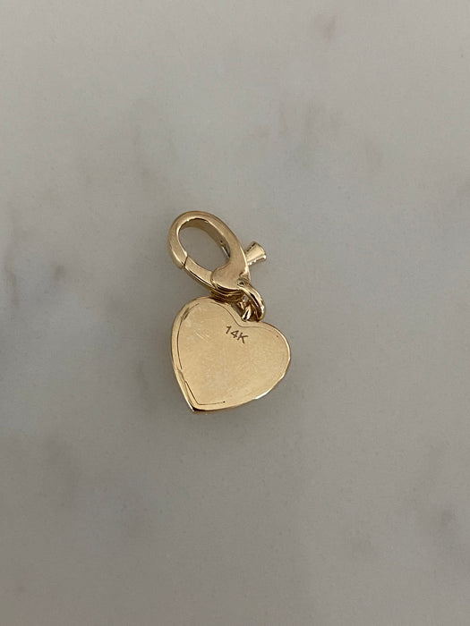 14K Gold Double Bezel Pink Sapphire Heart Charm