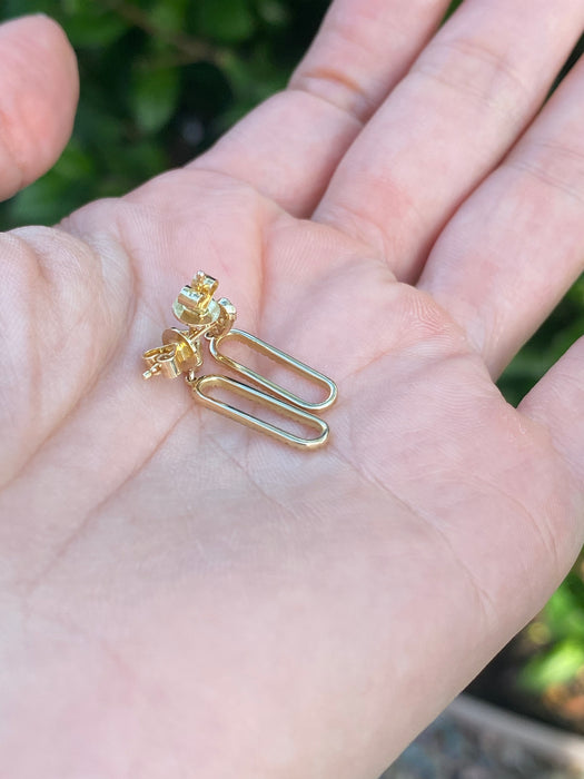 14k diamond paperclip earrings