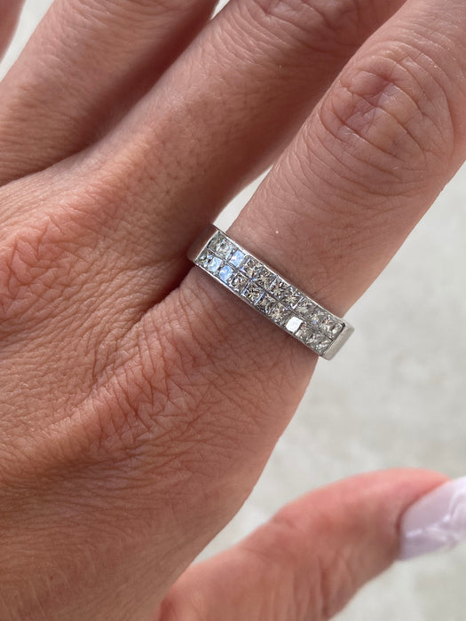 Vintage Platinum Invisible Set Diamond Ring -0.88 TCW