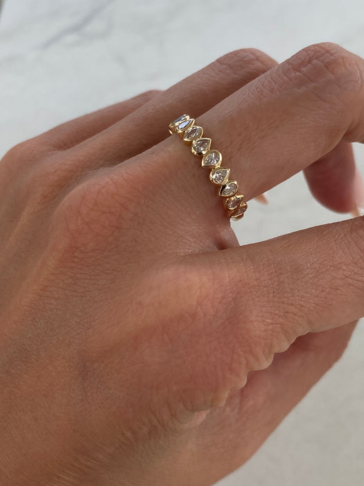 14K Gold Pear Lab Diamond Stacker Ring