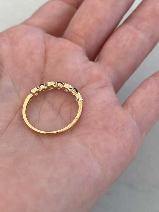 14K Blue Sapphire & Diamond Stacker Ring