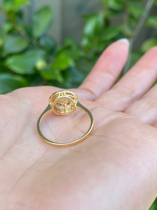 18k diamond round baguette ring size 7