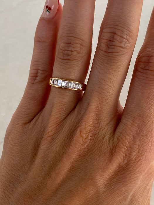 Vintage 18K Emerald Cut Diamond Ring