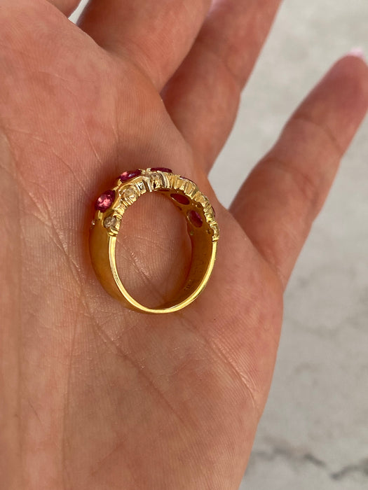 Vintage 18K Natural Ruby & Diamond Ring