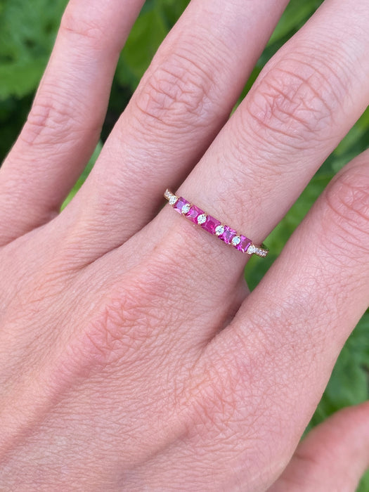 14K Ruby & Diamond Band Ring