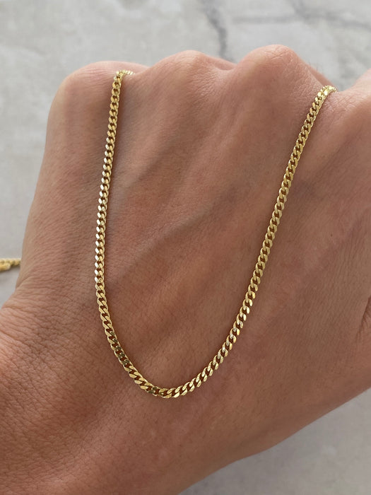 14K Gold Solid Curb Chain Necklace 20”