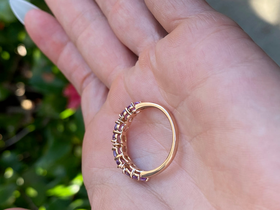 18k rose gold purple sapphire diamond ring size 7.25