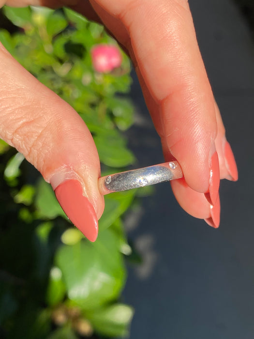 14k white gold diamond etoile eternity ring size 6.75