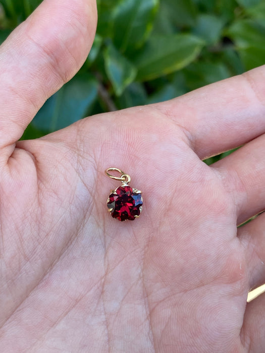 14k garnet flower cherry blossom charm pendant