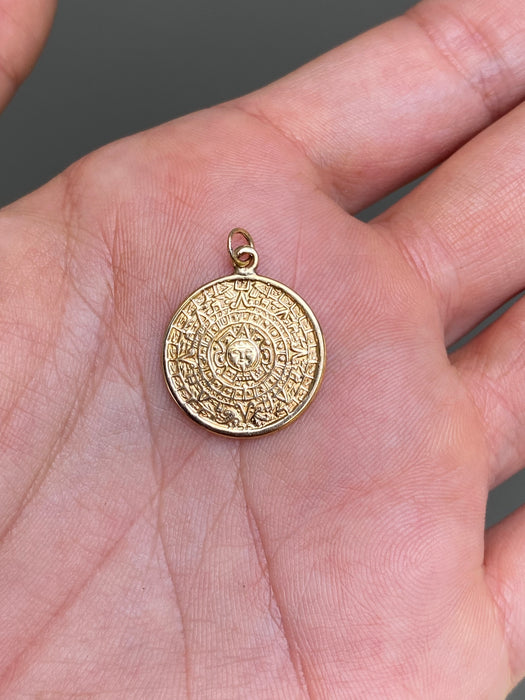 14k Aztec coin charm