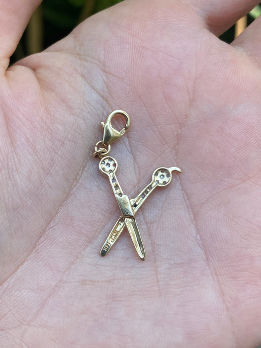14k diamond scissors charm